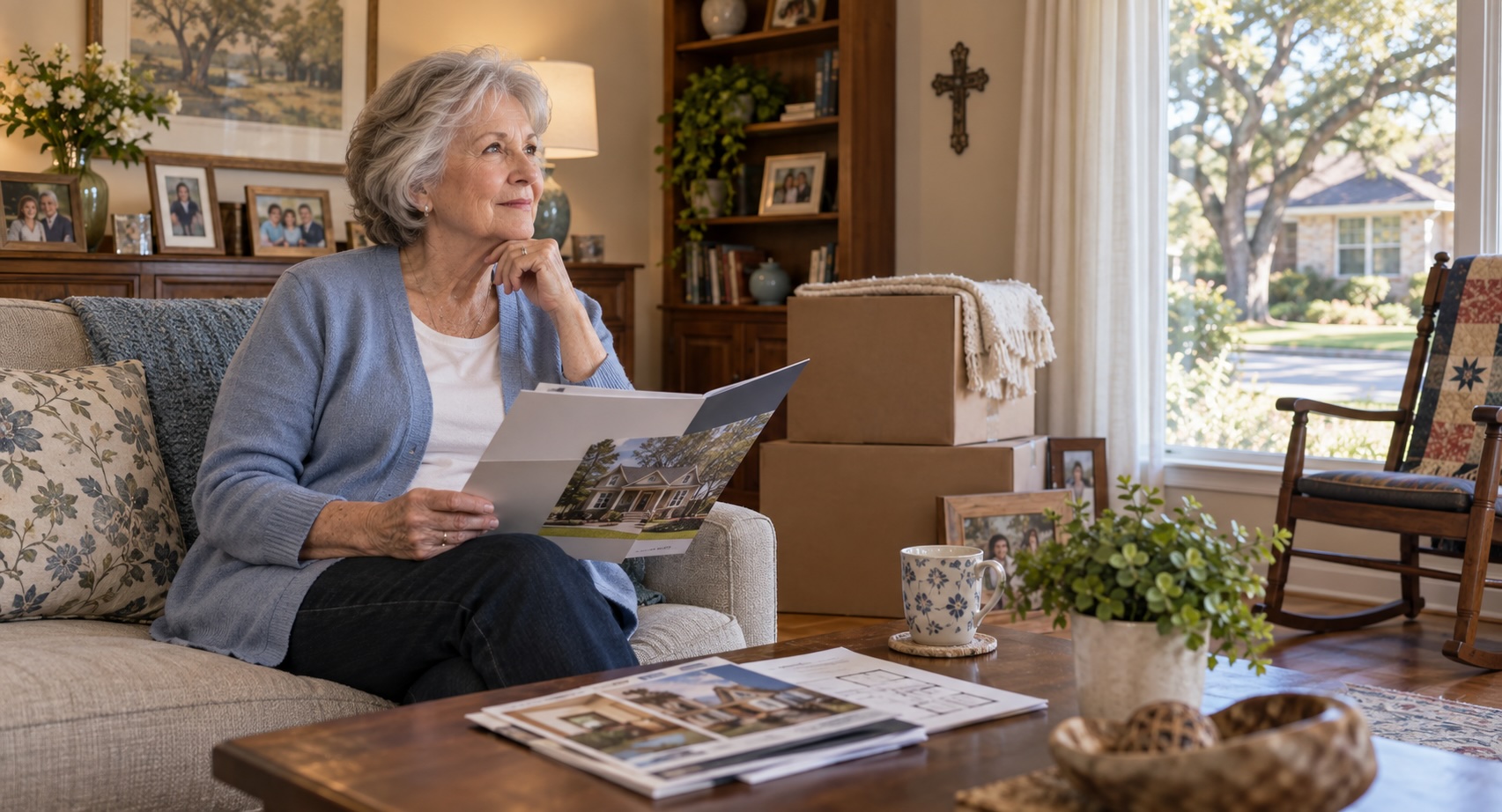 6 Senior Housing Options in Northeast Houston | SRES® Guide 4 Older woman considering selling her longtime home before choosing senior housing.